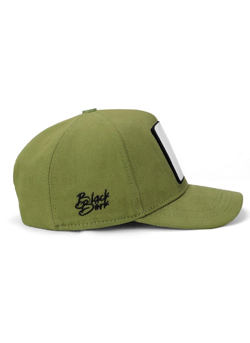 Black Börk V1 Baseball Kids Jaguar - Unisex Light Green Kids Hat (Cap) with 1 Code Logo  - Image 2