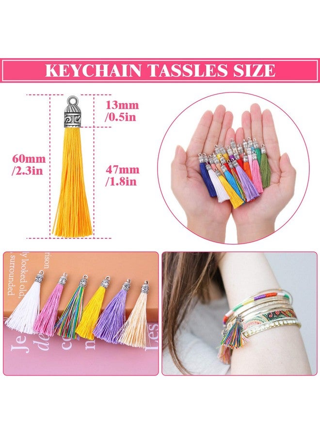 Caffox Tassels For Jewelry Making 120Pcs Keychain Tassel Charms Bulk Silky Handmade Tassels For Earrings Bracelets Necklaces And Diy Craft - Image 3