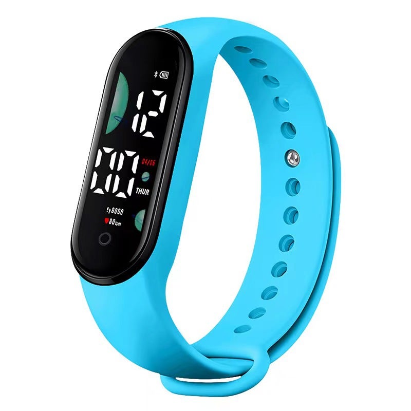 New M9 waterproof LED electronic watch bracelet fashion simple sports children student LED electronic watch wholesale lake blue