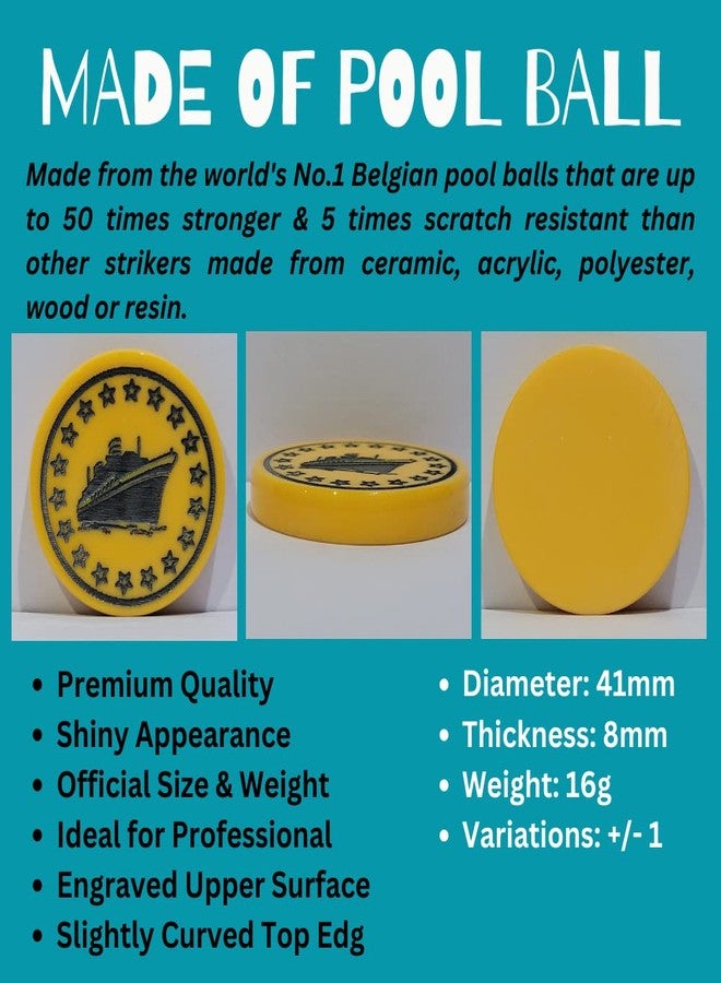 NHD Professional Carrom Striker PROAN809 - Made of Original Pool Ball (Yellow) - Image 3