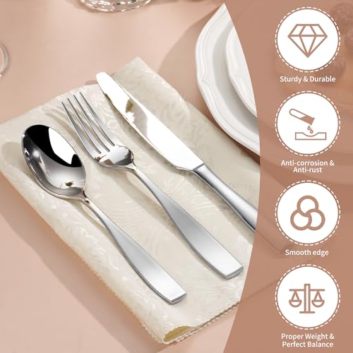 SuperCook 60-Piece 18/10 Stainless Steel Flatware Set for 12, Heavy Duty Silverware Set, High End Flatware, Dishwasher Safe, Ideal for New Home Essentials Gift - Image 4