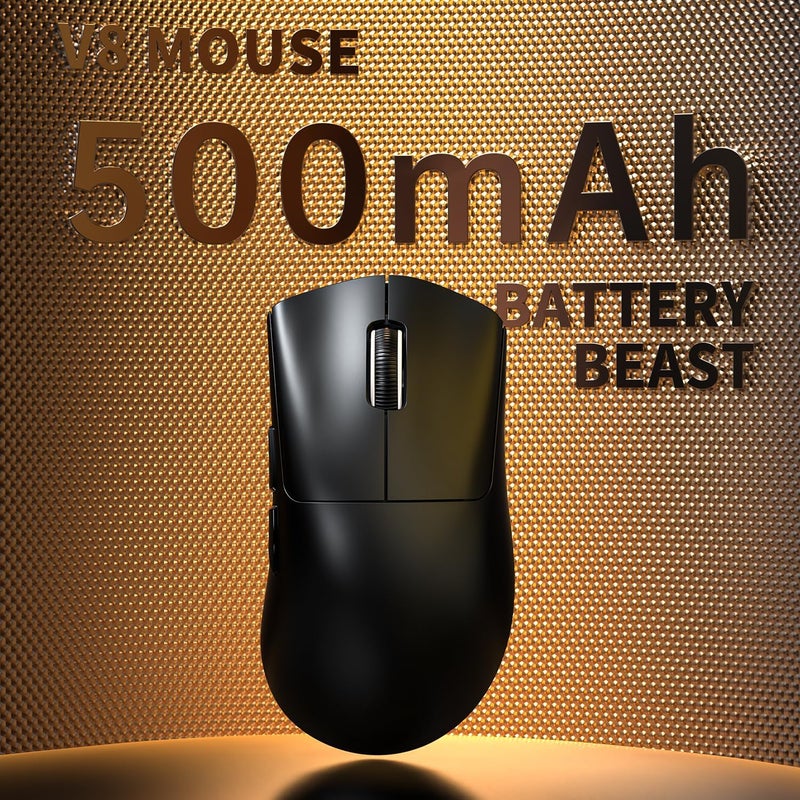 MAMBASNAKE فأرة ألعاب لاسلكية MAMBASNAKE x ATTACK SHARK V8، وزن فائق الخف�� 59 جرام، مستشعر PAW3950MAX، دونجل SHARK 8K، ثلاثية الأوضاع (2.4G/بلوتوث/سلكي)، تصميم مريح لليد اليمنى، برنامج قائم على الويب - Image 3