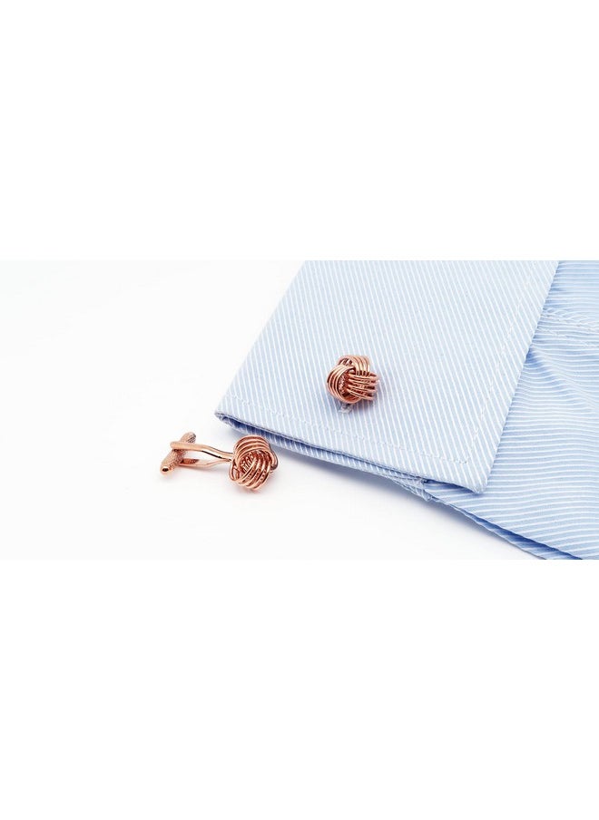 Jonwo Twist Knot Cufflinks In Gift Case Cuff Links For Men Lady Daily Shirt Buttons Business Wedding Gift Party Tuxedo Shirt Accessory (Rose Gold Knot Cufflinks)  - Image 2