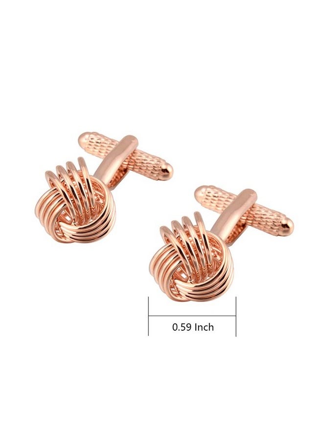 Jonwo Twist Knot Cufflinks In Gift Case Cuff Links For Men Lady Daily Shirt Buttons Business Wedding Gift Party Tuxedo Shirt Accessory (Rose Gold Knot Cufflinks)  - Image 5
