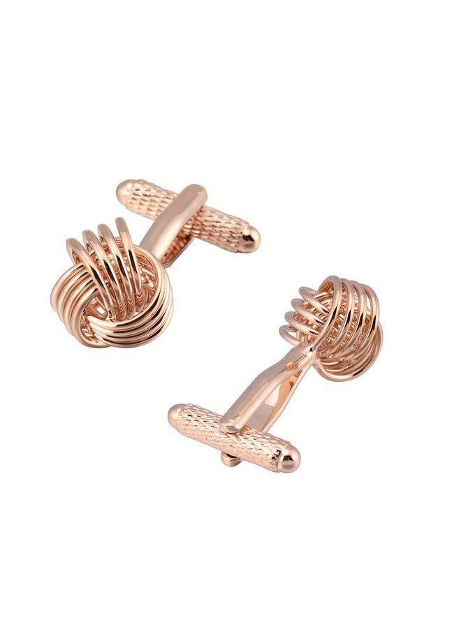 Jonwo Twist Knot Cufflinks In Gift Case Cuff Links For Men Lady Daily Shirt Buttons Business Wedding Gift Party Tuxedo Shirt Accessory (Rose Gold Knot Cufflinks)  - Image 4