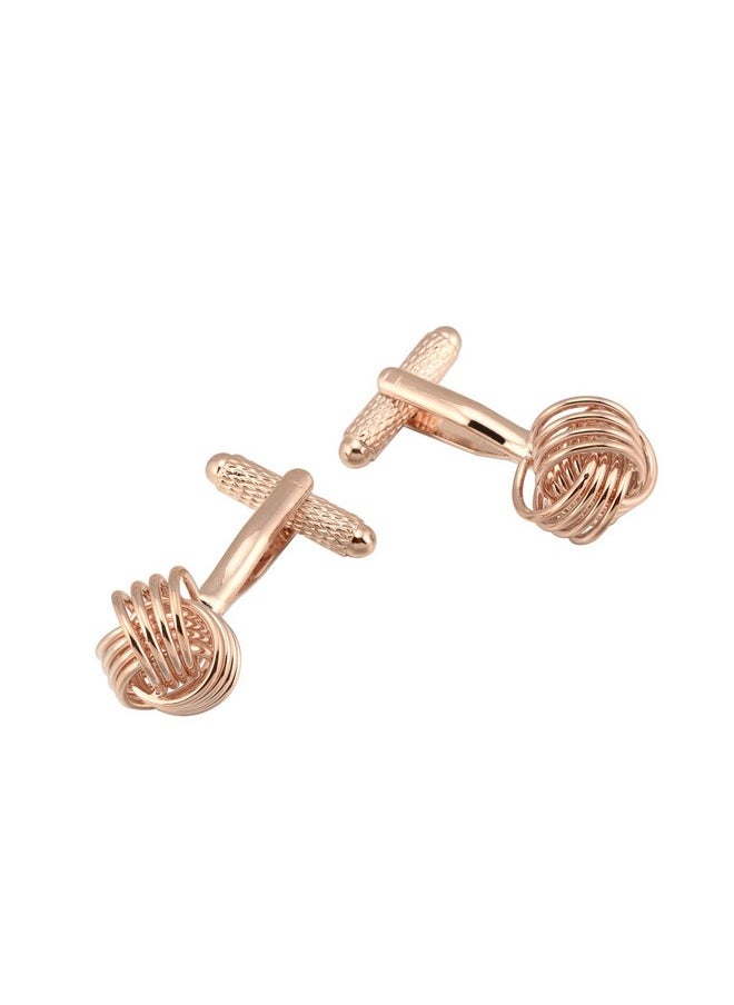 Jonwo Twist Knot Cufflinks In Gift Case Cuff Links For Men Lady Daily Shirt Buttons Business Wedding Gift Party Tuxedo Shirt Accessory (Rose Gold Knot Cufflinks)  - Image 3
