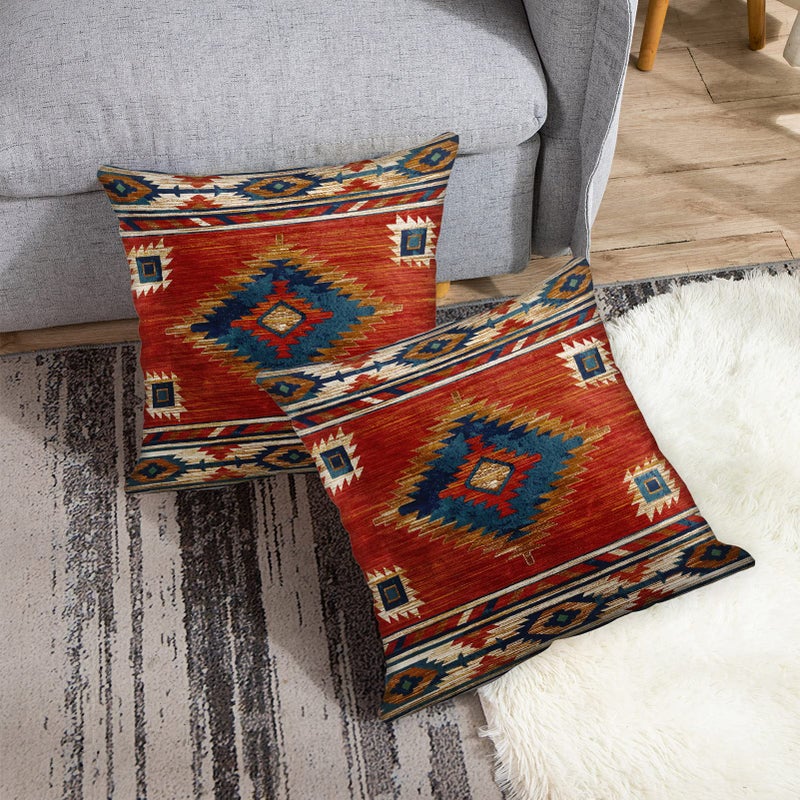 Britimes Britimes Throw Pillow Covers  Aztec Kilim Home Art Decor  20 x 20 Inches Set of 2 Cushion Couch Sofa Cases  Abstract Oil Painting Pillowcases for Bedroom  Living Room  Geometric Tribal Decorative  - Image 4