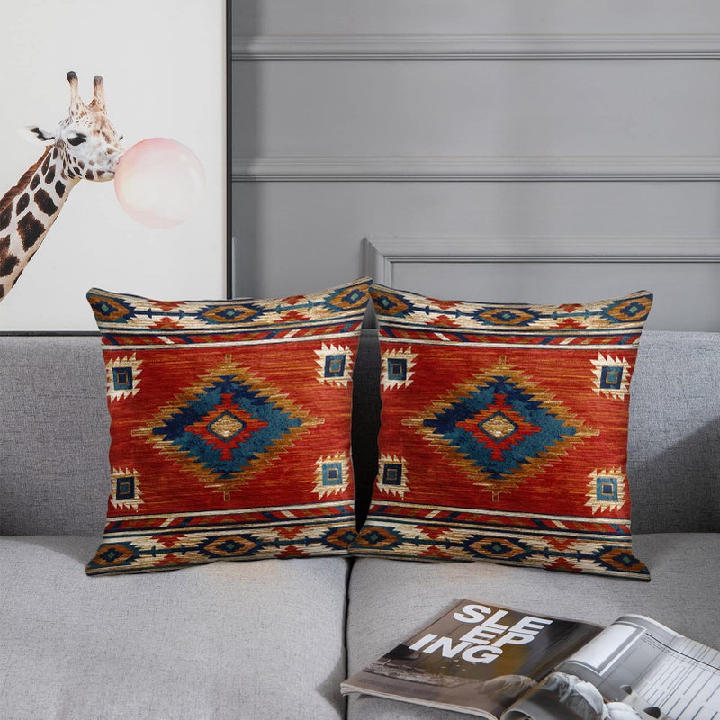 Britimes Britimes Throw Pillow Covers  Aztec Kilim Home Art Decor  20 x 20 Inches Set of 2 Cushion Couch Sofa Cases  Abstract Oil Painting Pillowcases for Bedroom  Living Room  Geometric Tribal Decorative  - Image 3