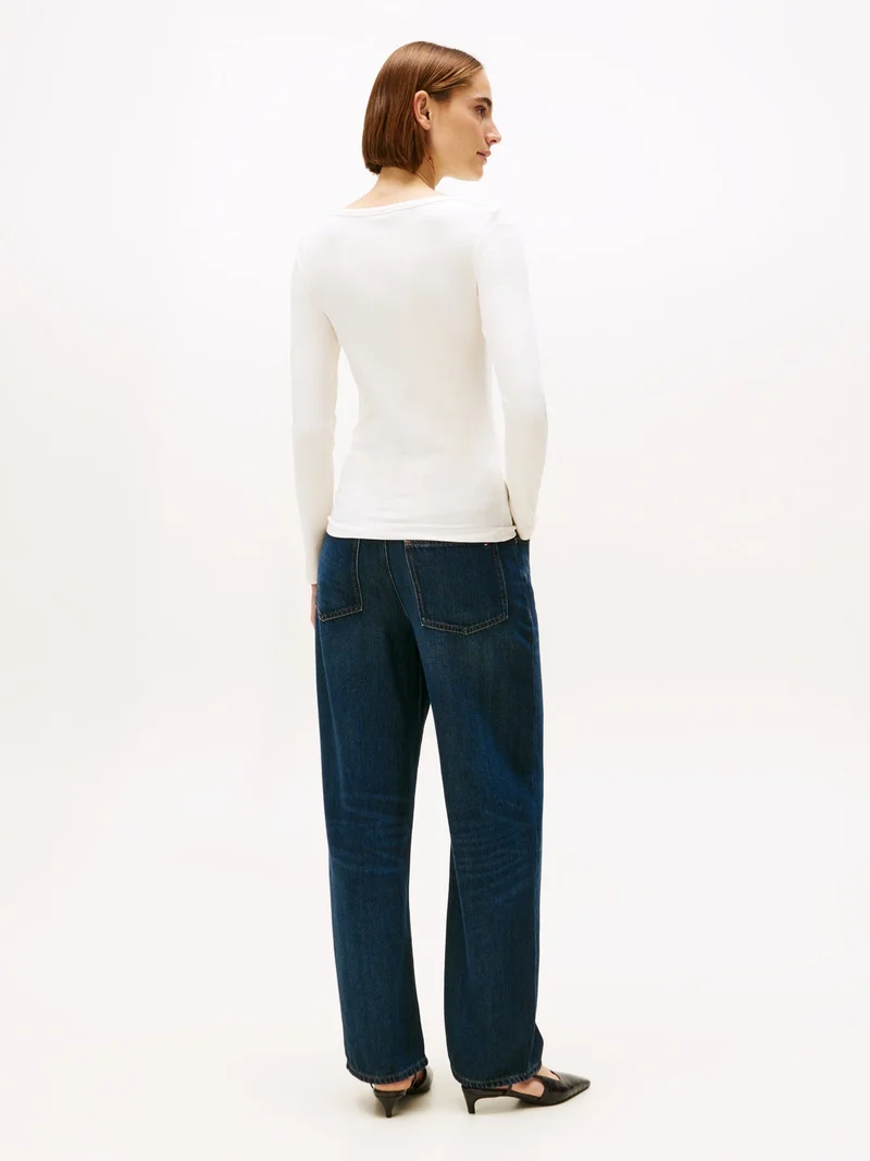 Tommy Hilfiger Ivory Silk Slim T-Shirt for Women | Best Price UAE