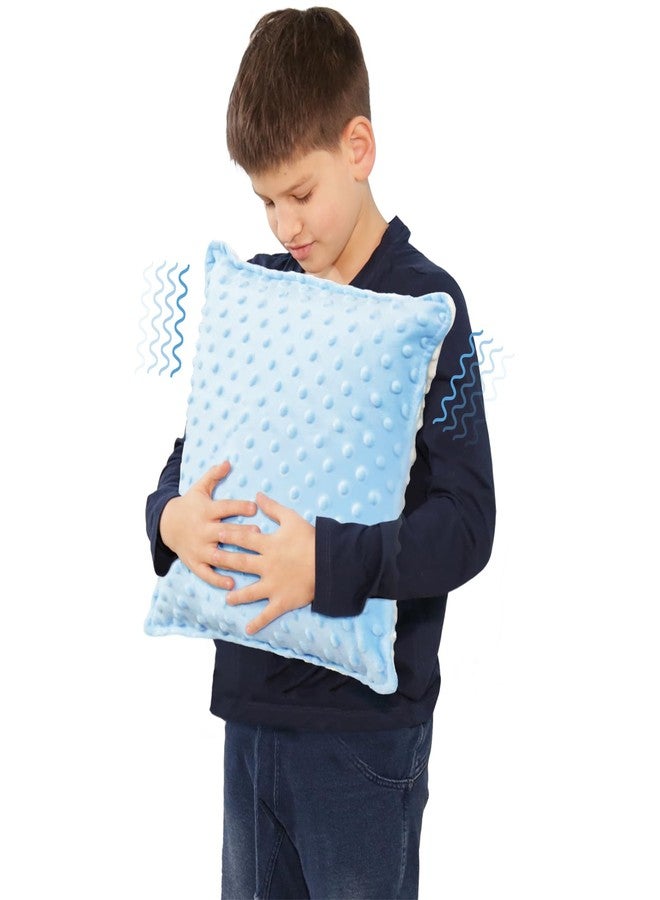 Bmag Sensory Vibrating Pillow for Autistic Kids and Adults,13” x 13” Sensory Toy Gift with Textured Therapy Stimulation Bumps Relief Stress Item for Toddler - Blue and Yellow - Image 1