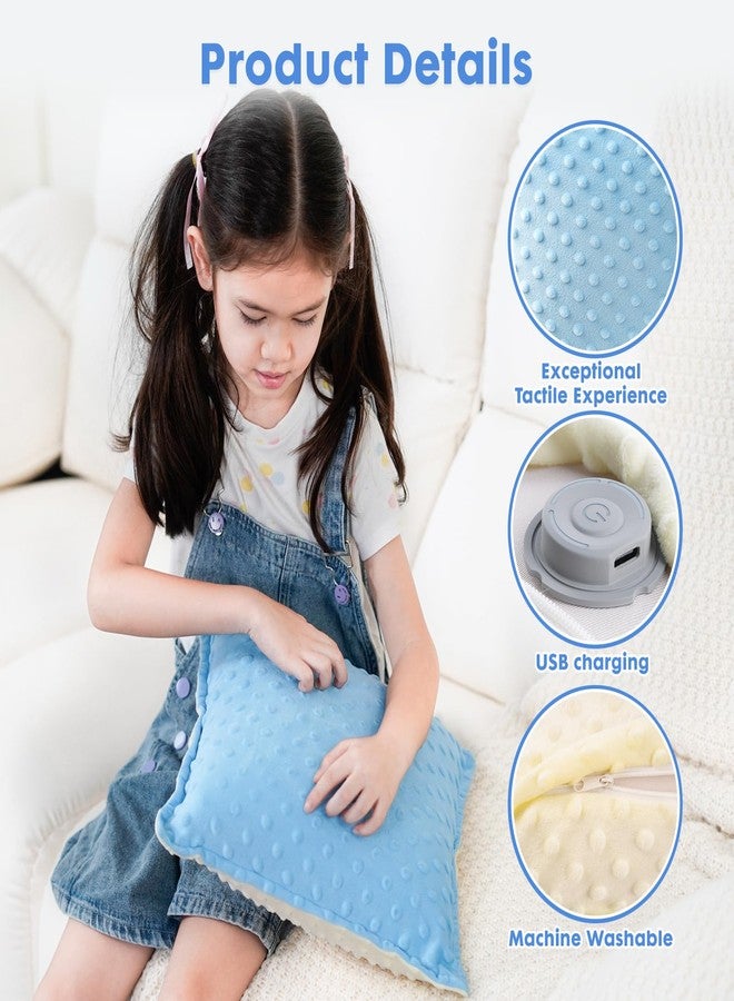 Bmag Sensory Vibrating Pillow for Autistic Kids and Adults,13” x 13” Sensory Toy Gift with Textured Therapy Stimulation Bumps Relief Stress Item for Toddler - Blue and Yellow - Image 4
