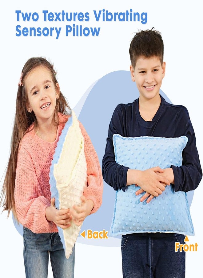 Bmag Sensory Vibrating Pillow for Autistic Kids and Adults,13” x 13” Sensory Toy Gift with Textured Therapy Stimulation Bumps Relief Stress Item for Toddler - Blue and Yellow - Image 3