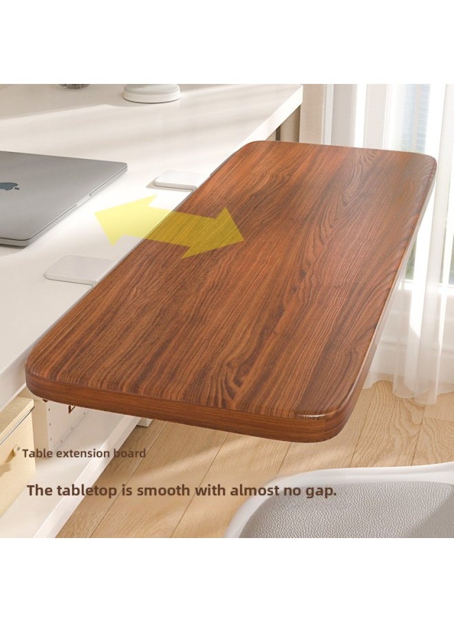 Desktop Extension Board Computer Desk Keyboard Bracket Foldable Punch-Free Storage Rack Space Extension Arm Wholesale-Pattern:Walnut Board 90*20+white Bracket