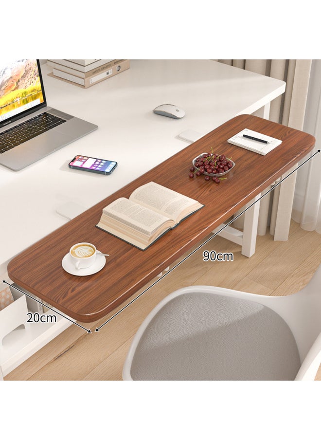 Desktop Extension Board Computer Desk Keyboard Bracket Foldable Punch-Free Storage Rack Space Extension Arm Wholesale-Pattern:Walnut Board 90*20+white Bracket