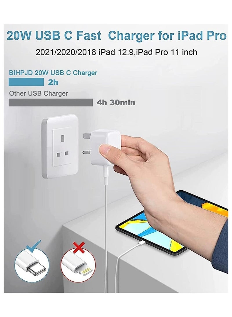 General USB C charger and plug for ipad Pro, 20W Wall Fast Charger with 6.6FT USB C Fast Charging Cable Compatible for iPad Pro 12.9 5/4/3 Gen iPad Pro 11 3/2/1 Gen iPad Air 5,Galaxy S22/Note20  - Image 4