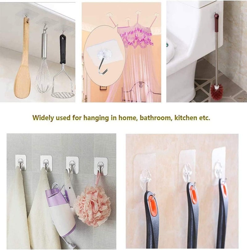 SKY - TOUCH Adhesive Wall Hooks - 20 Pcs Transparent Strong Suction Hooks for Home , Kitchen , and Bathroom - Image 3