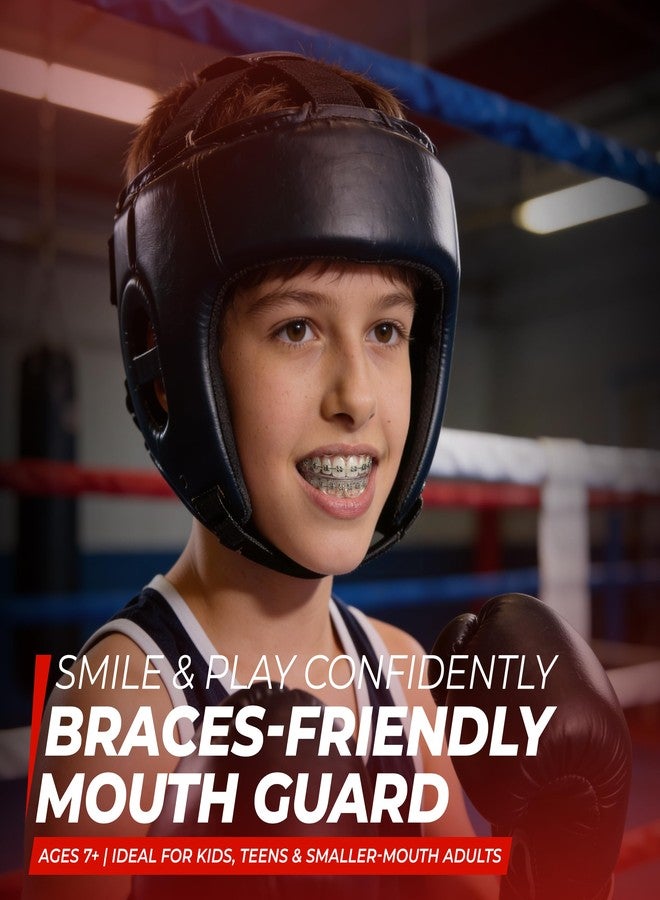 SAFE GRIN واقي الفم SafeGrin الممتاز لتقويم الأسنان - حماية للأسنان العلوية والسفلية أثناء ممارسة الرياضة - كرة القدم، لاكروس، هوكي، بيسبول - ملائم ومريح للبالغين والشباب - واقي فم مثالي لمرتدي تقويم الأسنان - Image 2