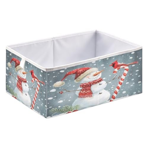 Bolaz Snowman with Bird Snowflakes Closet Organizers Storage Cubes Storage Bins Shelf Baskets Containers for Home Room OfficeSquare - Image 3