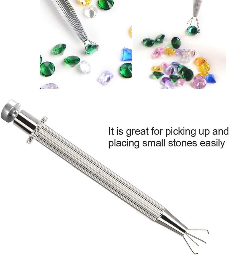 كلاراكو أداة التقاط الماس ذات 4 رؤوس مزودة بمكبس محمل بنابض لالتقاط الخرز والمجوهرات ومخلب الأحجار الكريمة مناسب لأعمال الفرز الدقيقة - Image 1