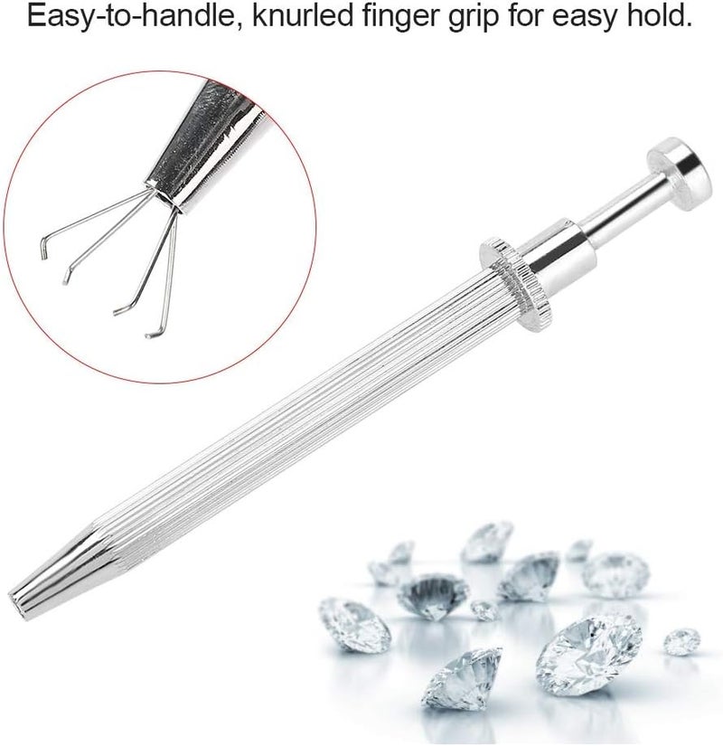 كلاراكو أداة التقاط الماس ذات 4 رؤوس مزودة بمكبس محمل بنابض لالتقاط الخرز والمجوهرات ومخلب الأحجار الكريمة مناسب لأعمال الفرز الدقيقة - Image 4