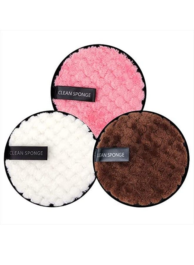 SUNISA Makeup Remover Pads Face Cleansing Puff Make Up Removal Sponge Double Layer Reusable For Home And Salon Use (Multicolor) Pack Of 3 - Image 1