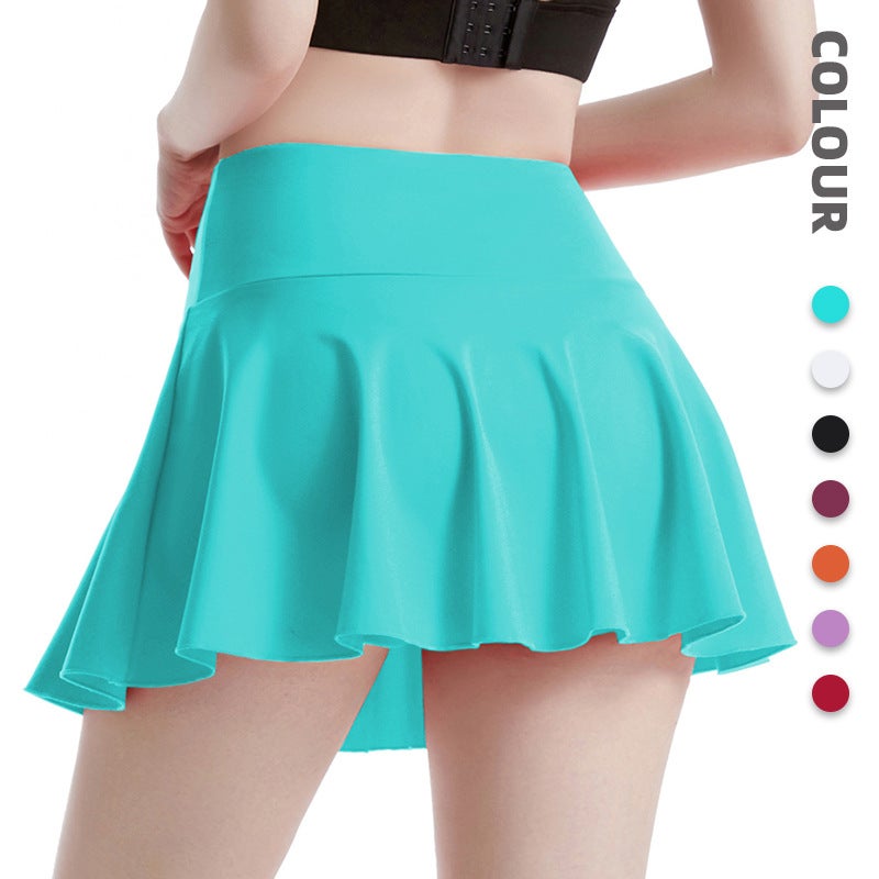 Generic Ladies Quick-Dry Tennis Skirt Faux Two-Piece High-Waisted Yoga Skort Red - Image 4