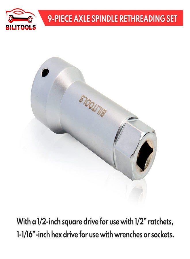 BILITOOLS 9-Piece Axle Spindle Rethreading Set, Thread Restorer Tool Metric M20 M22 M24 & UNEF 13/16”3/4” - Image 4
