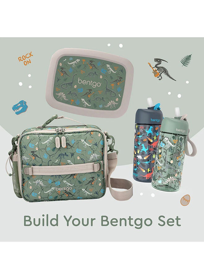 Kids Lunch Bagdurable, Double Insulated, Water - Resistant Fabric, Interior And Exterior Zippered Pockets, Water Bottle Holderideal For Children 3+ (Dino Fossils)