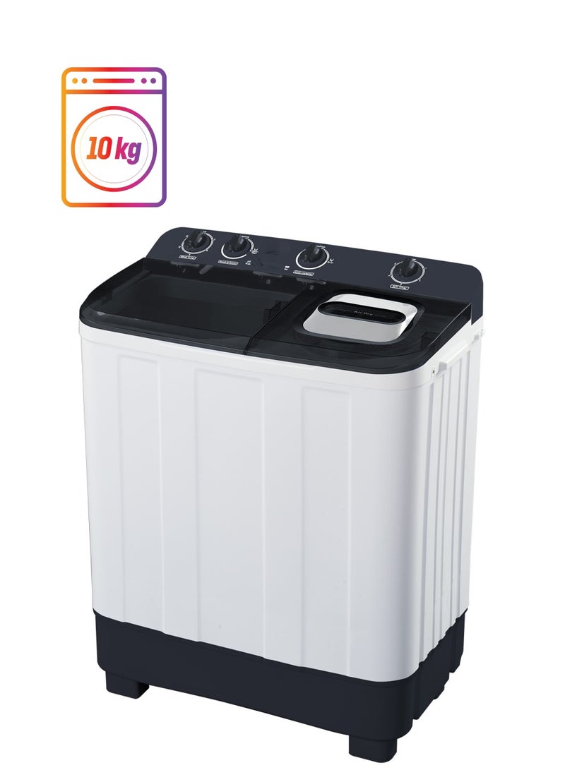 TORNADO Twin Tub washing machine 10KG Wash / 6.5KG Spin, Semi-Automatic – Transparent Lid, 4 Knobs, High Base – Powerful & Energy-Efficient – TWK-TN10WOXSK