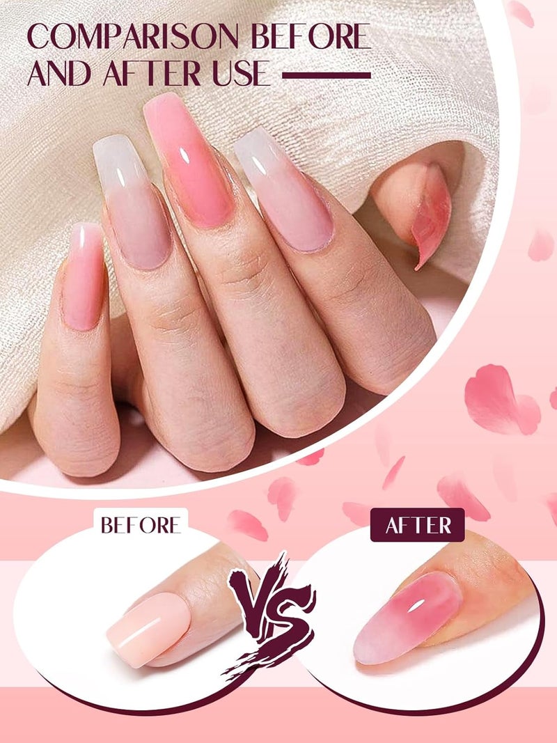 EBANKU Pink Acrylic Powder Set 6 Colors Jelly Nude Glitter White Nail Extension Acrylic Powder for French Nail Carving 6  10g035oz - Image 3