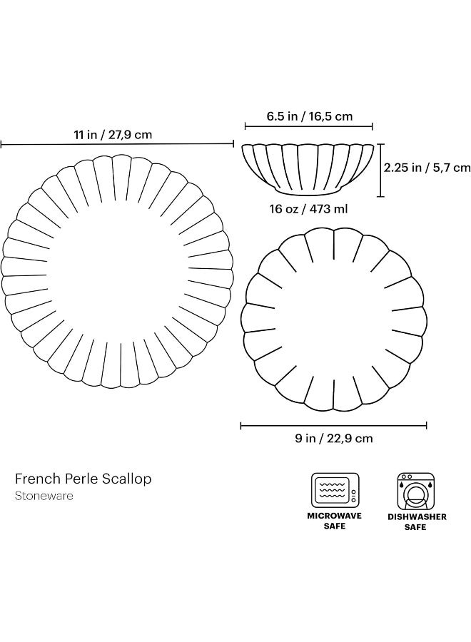 LENOX طقم أدوات مائدة لينكس فرنسي بيرل سكالوب أيس بلو 12 قطعة 1770 - Image 3