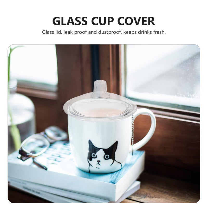 Kichvoe Glass Cup Lid Replacement Transparent Drink Cover With Ergonomic Handle - Image 5