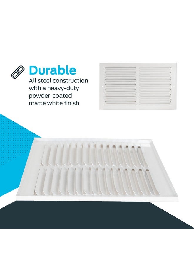 EZ-FLO 14 x 6 Inch (Duct Opening) Return Air Vent Cover for Wall or Ceiling, Solid Steel Return Air Grille, HVAC Vent Cover, White, 61628 - Image 4