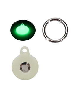 Suitable For Apple Airtag Case Protective Case Airtags Positioning Tracker Anti-lost Silicone Protective Case-Color:Luminous Green + Round Buckle + OPP