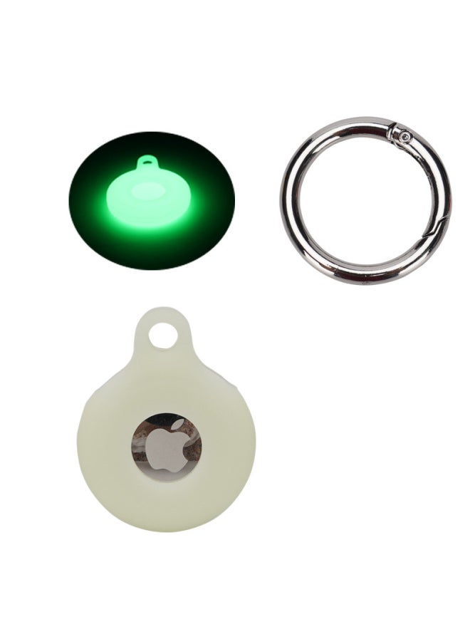 Generic - Suitable For Apple Airtag Case Protective Case Airtags Positioning Tracker Anti-lost Silicone Protective Case-Color:Luminous Green + Round Buckle + OPP - Image 1