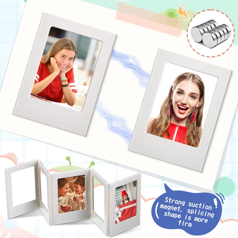 Suzile 30 Pack Mini Magnetic Picture Frames 2x3 Inch Picture Frames Small Table Picture Holder Compatible with Polaroid Fujifilm Instax Film Photos for Fridge Table Locker Whiteboard (White) - Image 5