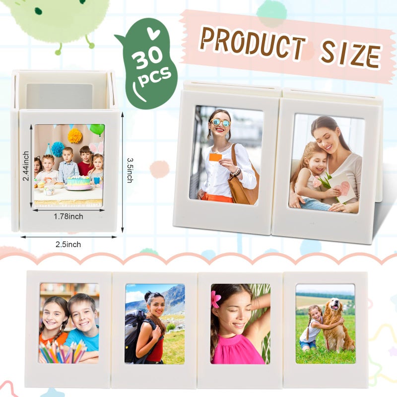 Suzile 30 Pack Mini Magnetic Picture Frames 2x3 Inch Picture Frames Small Table Picture Holder Compatible with Polaroid Fujifilm Instax Film Photos for Fridge Table Locker Whiteboard (White) - Image 2