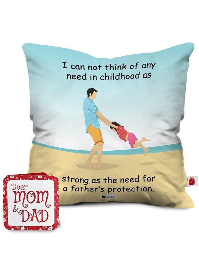 Indigifts Indigifts Cushion Cover with Filler| 12X12 Inches |Fathers Protection Printed | Gift for Father,Birthday Gift for Papa, Grandfather, Father, Cushion for Car, Gift for Daddy(Multi)  - Image 2
