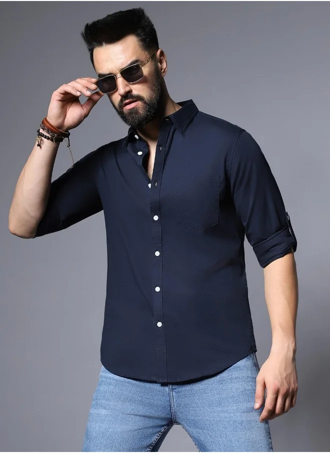 HIGH STAR Men Navy Shirts