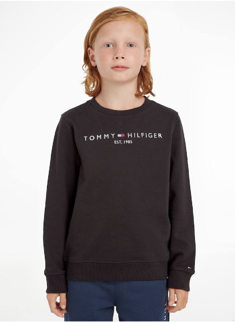 TOMMY HILFIGER Kids' Essential Logo Sweatshirt, Black  - Image 2