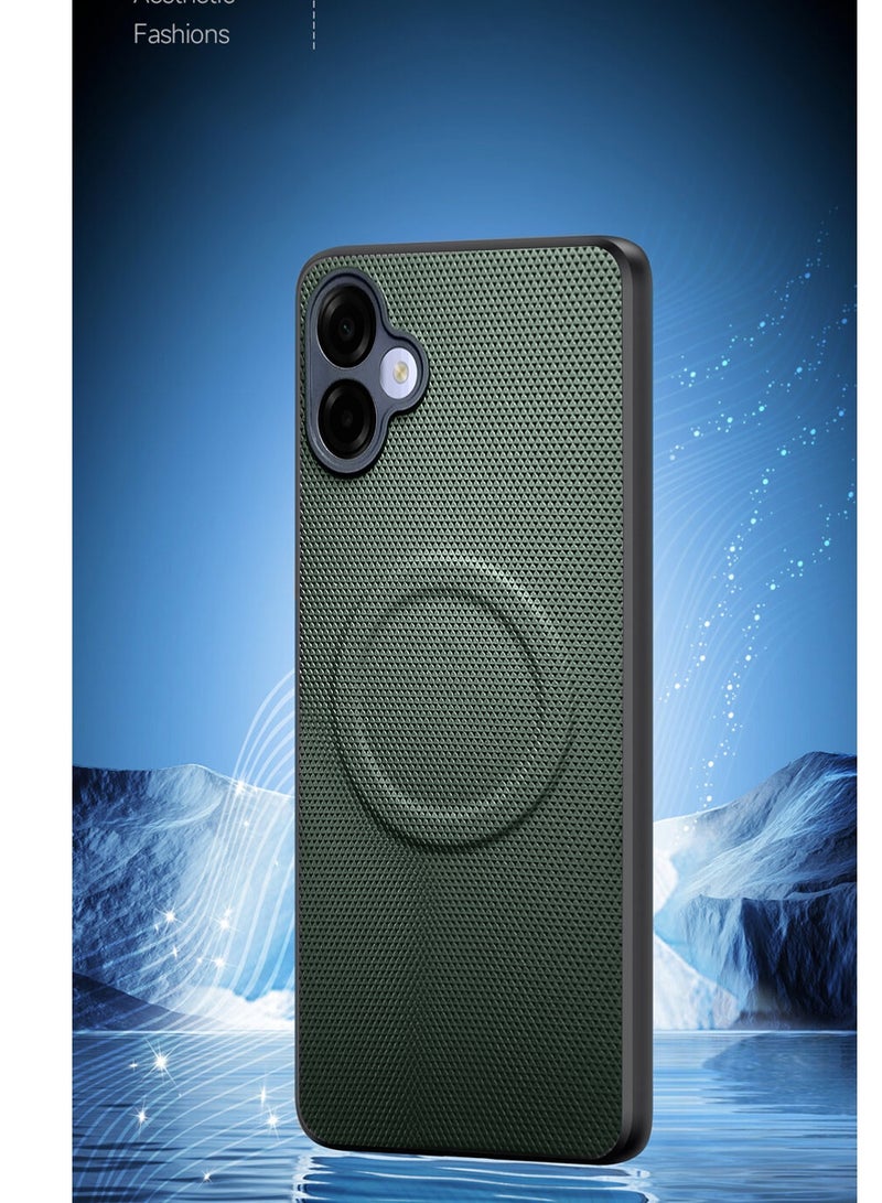 Wtech Samsung Galaxy A07 5G 2025 Premium Texture Case Magnetic Aramid Fabric Texture Designed Magsafe Case Cover (MCMPMN) - Olive - Image 4