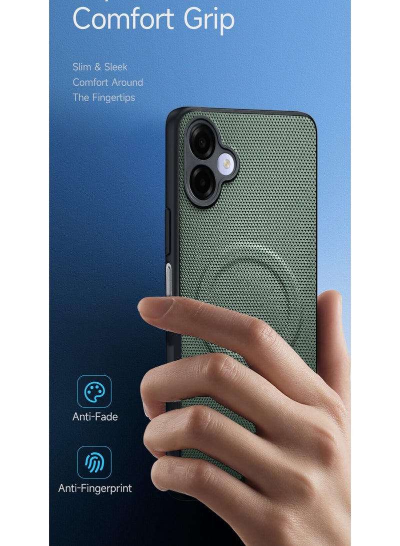 Wtech Samsung Galaxy A07 5G 2025 Premium Texture Case Magnetic Aramid Fabric Texture Designed Magsafe Case Cover (MCMPMN) - Olive - Image 2