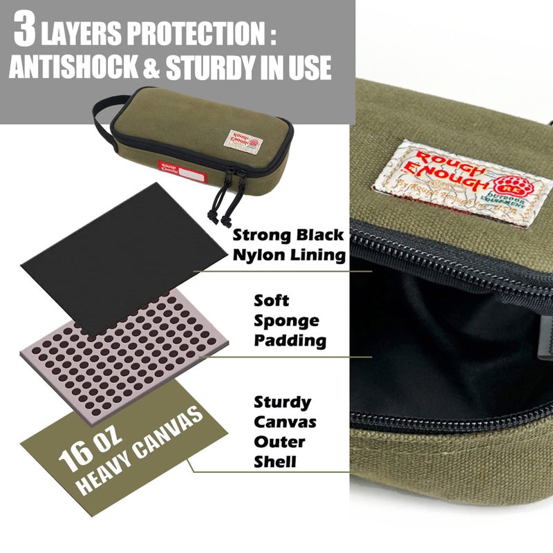 RE ROUGH ENOUGH Rough Enough Small Tool Bag Pouch Box Large Pencil Case for Men Boys EDC Organizer Storage for Accessories with Zipper Handle - Image 3