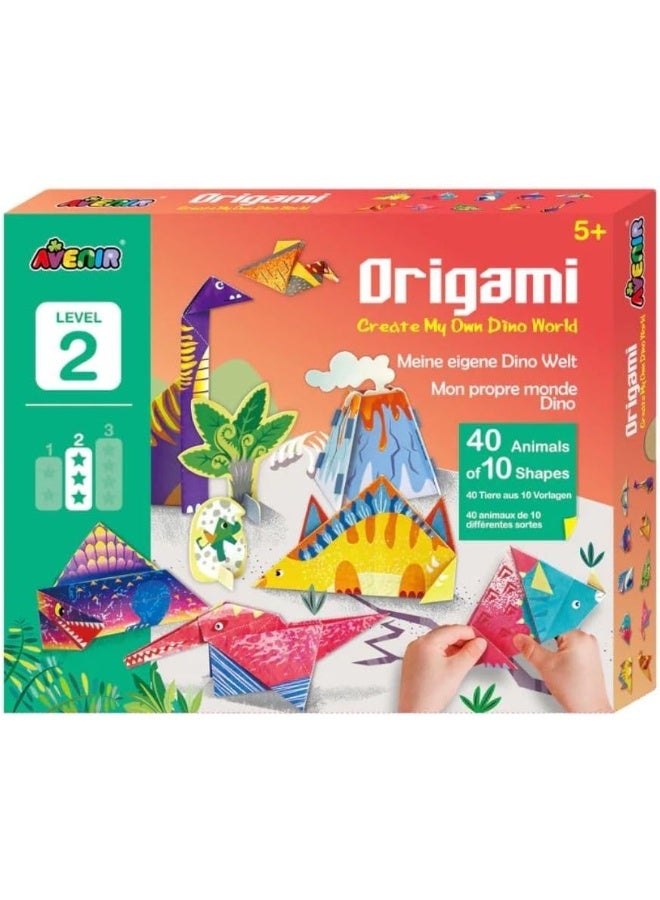 Avenir Origami - Dino World (Level 2) | Create 40 Roaring Dinosaurs - Detailed Instruction Booklet for Origami Fun - Giant Prehistoric Themed Poster with Card Characters for Kids 3+ - Image 1