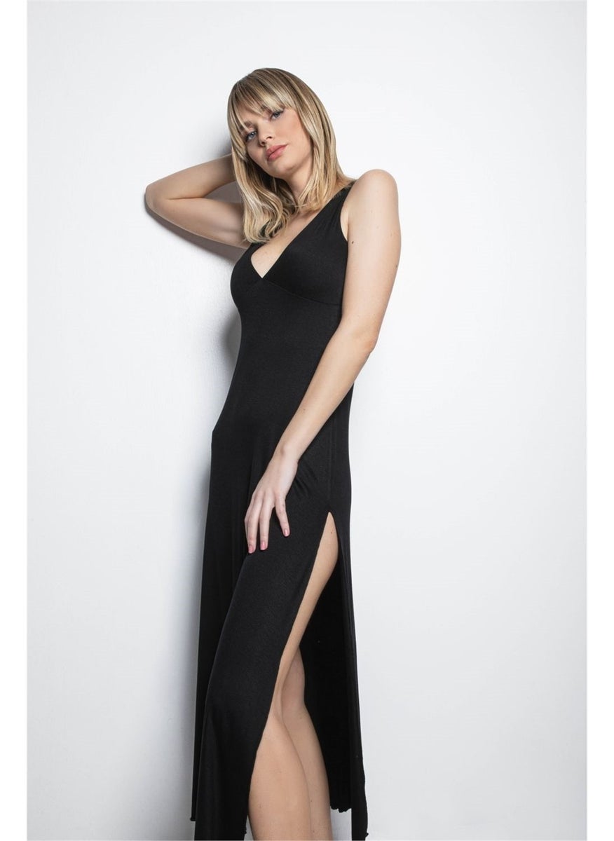 Monamise 19192 Women's Black Short Sleeve Nightgown  - Image 1