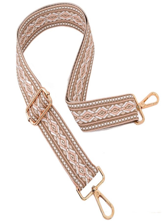 ROYGBCP Replacement Purse Strap Shoulder Strap Adjustable Crossbody Strap for Women Crossbody Wide Shoulder Bag, Khaki Stripe-gold Hardware - Image 1