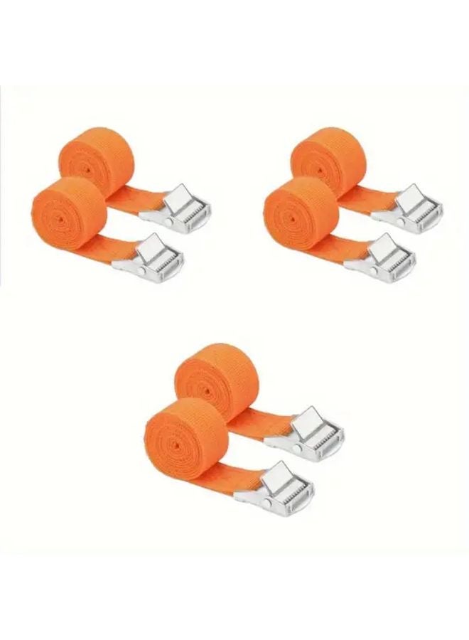 6pcs Orange Ratchet Tie Down Straps 39.37 Inch Heavy Duty with Metal Hooks - Image 1