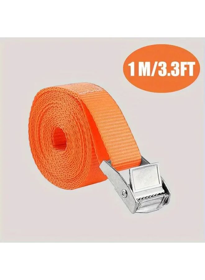 6pcs Orange Ratchet Tie Down Straps 39.37 Inch Heavy Duty with Metal Hooks - Image 4