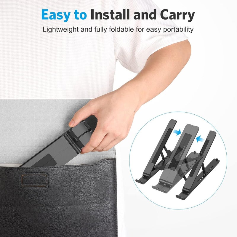 Omoton Laptop Stand, Laptop Stand for Desk Ergonomic 7-Levels Angles Adjustable Computer Stand, Portable ABS Laptop Riser Holder Compatible with All Laptops and iPad（10-15.6"） - Image 5