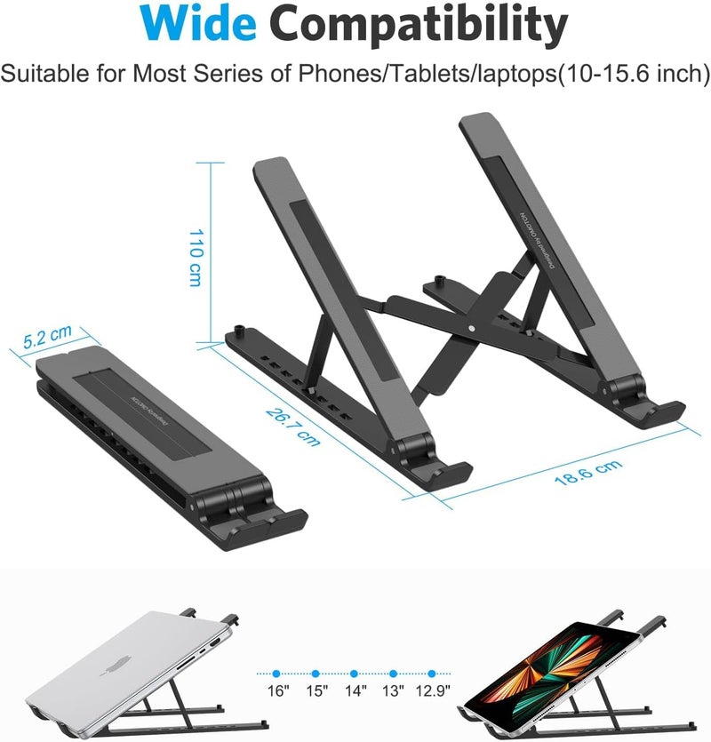 Omoton Laptop Stand, Laptop Stand for Desk Ergonomic 7-Levels Angles Adjustable Computer Stand, Portable ABS Laptop Riser Holder Compatible with All Laptops and iPad（10-15.6"） - Image 4